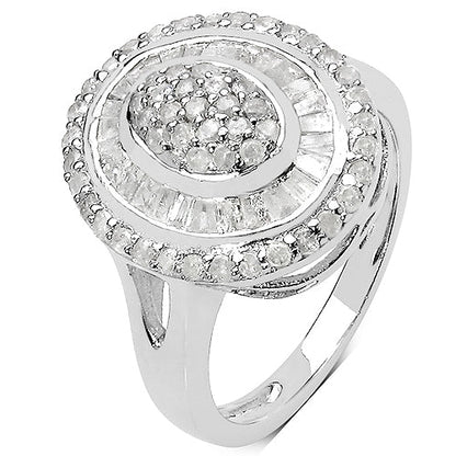 1.08 Carat Genuine White Diamond .925 Sterling Silver Ring