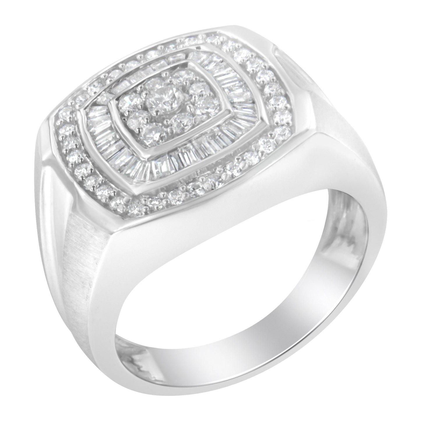 14K White Gold Men's 1 CTTW Diamond Band Ring