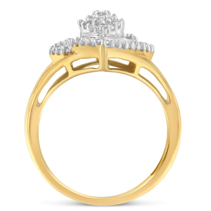 10K Yellow Gold Diamond Cocktail Ring (1/2 Cttw, J-K Color, I2-I3 Clarity) - Size 6-1/2
