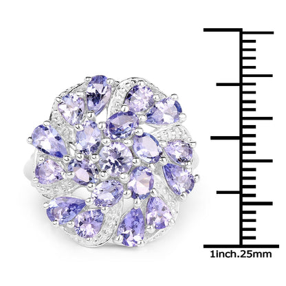 3.35 Carat Genuine Tanzanite .925 Sterling Silver Ring