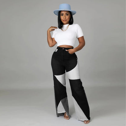 Summer New Women's Patchwork Denim Pants
