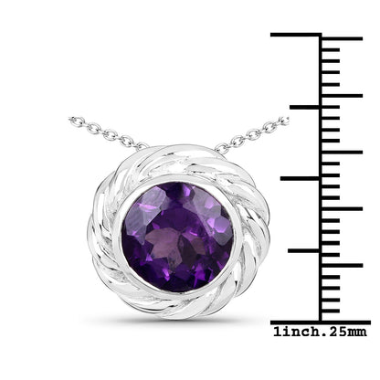 3.30 Carat Genuine Amethyst .925 Sterling Silver Pendant