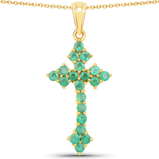 Pendentif en argent sterling 925 avec émeraude de Zambie véritable de 2,00 carats