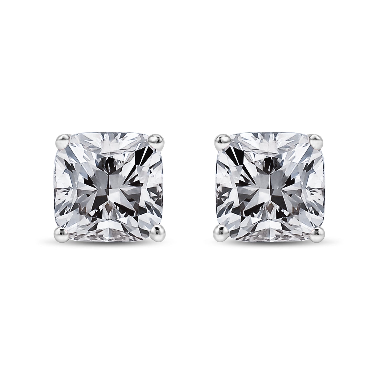 14K White Gold 1 1/2 Cttw Clarity Enhanced Princess Cut Diamond Solitaire Stud Earrings (I-J Color, I1-I2 Clarity)