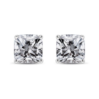 14K White Gold 1 1/2 Cttw Clarity Enhanced Princess Cut Diamond Solitaire Stud Earrings (I-J Color, I1-I2 Clarity)