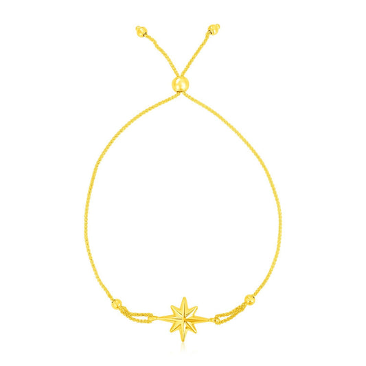 Bracelet ajustable en or jaune 14 carats avec étoile