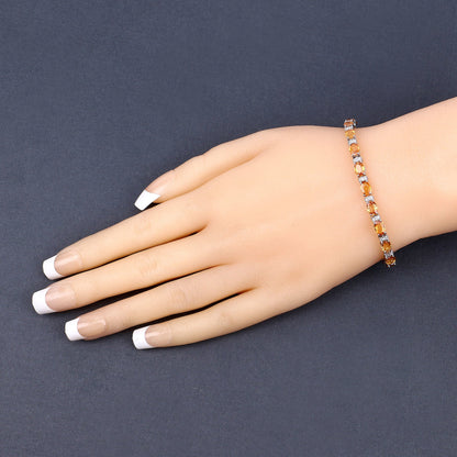 16.73 Carat Genuine Orange Sapphire and White Diamond 14K White Gold Bracelet
