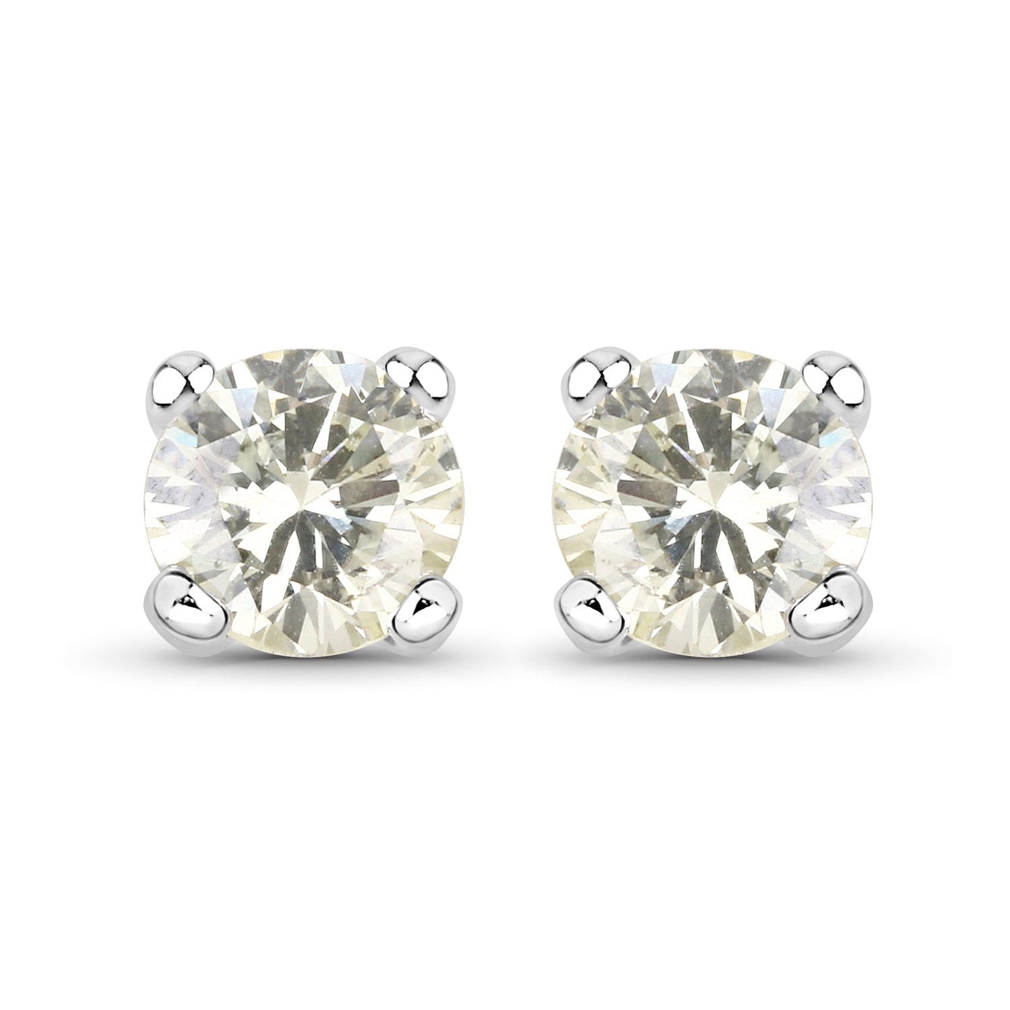 0.71 Carat Genuine White Diamond 14K White Gold Earrings