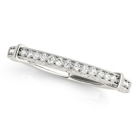 Alliance moderne en or blanc 14 carats avec perles (0,125 carat total)