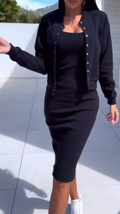 2026 European And American Cross Border Best Selling Autumn-winter New Style Dress And Jacket Women's Two Piece Set