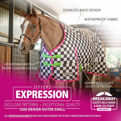 Jeffers Expression 1200 Denier Standard Neck Turnout Horse Blanket, 240 Gram