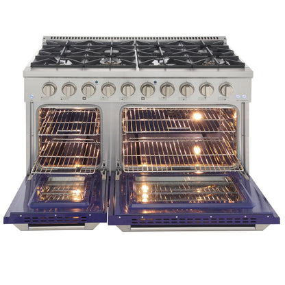 Kucht 48" Propane Range in Stainless Steel, Blue Doors, KNG481/LP-B