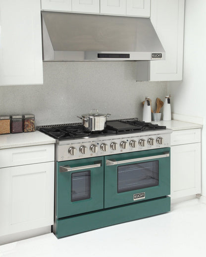 Kucht 48" Propane Range in Stainless Steel, Green Doors, KNG481/LP-G