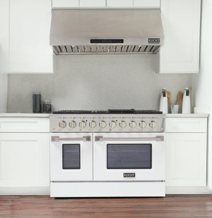 Kucht 48" Propane Range in Stainless Steel, White Doors, KNG481/LP-W