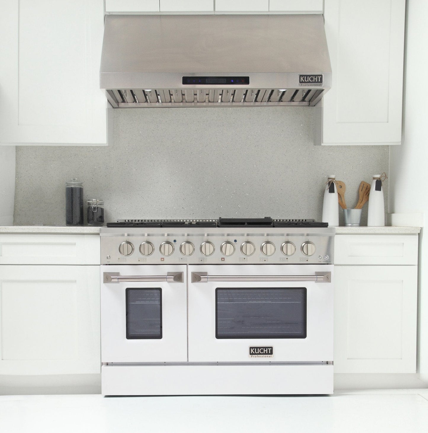 Kucht 48" Propane Range in Stainless Steel, White Doors, KNG481/LP-W