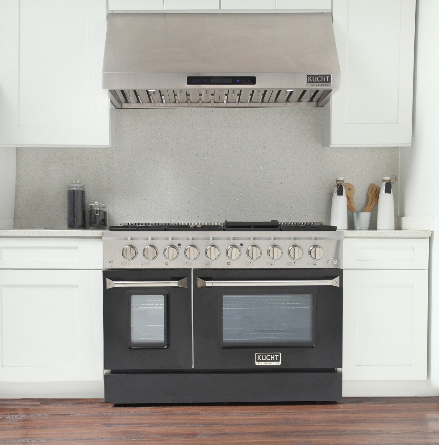 Kucht 48" Propane Range, Stainless Steel, Black Doors, KNG481/LP-K
