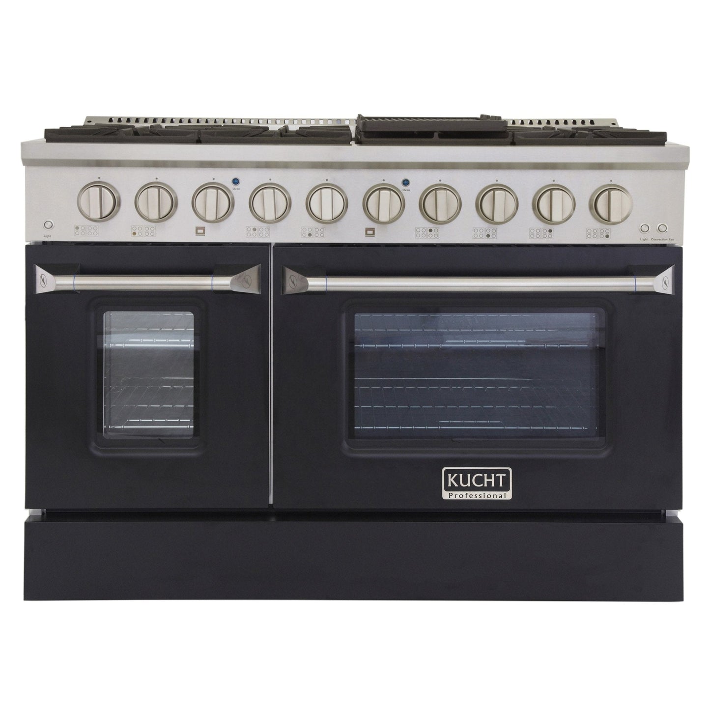 Kucht 48" Propane Range, Stainless Steel, Black Doors, KNG481/LP-K