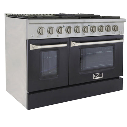 Kucht 48" Propane Range, Stainless Steel, Black Doors, KNG481/LP-K