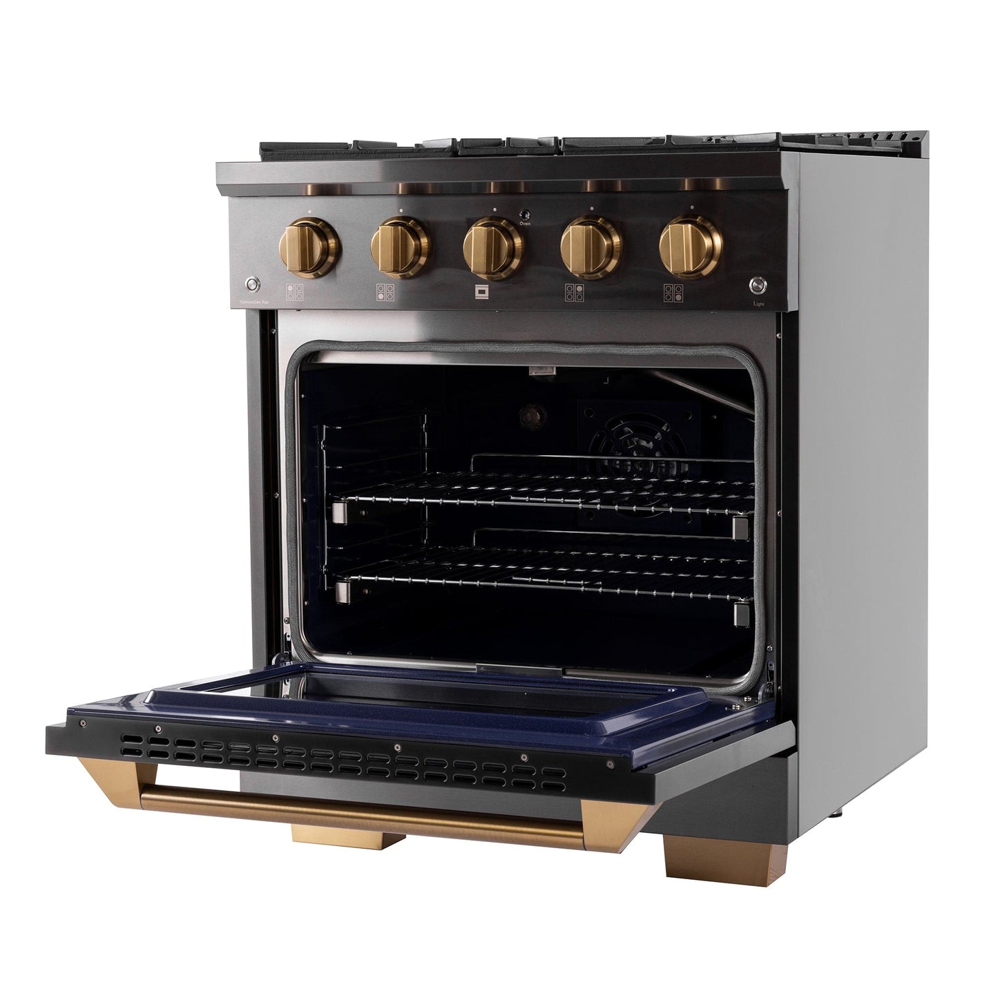 Kucht Gemstone Professional 30 in. 4.2 cu. ft. Natural Gas Range with Sealed Burners and Convection Oven in Titanium Stainless Steel KEG303