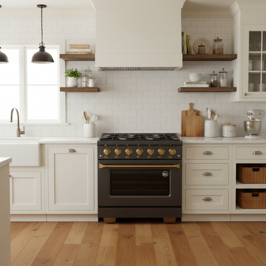 Kucht Gemstone Professional 36 in. 5.2 cu. ft. Natural Gas Range with Sealed Burners and Convection Oven in Titanium Stainless Steel KEG363
