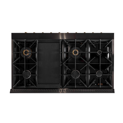 Kucht Gemstone Professional 48 in. 6.7 cu. ft. Natural Gas Range with Sealed Burners, Griddle/Grill and Two Ovens - One Convection - in Titanium Stainless Steel KEG483
