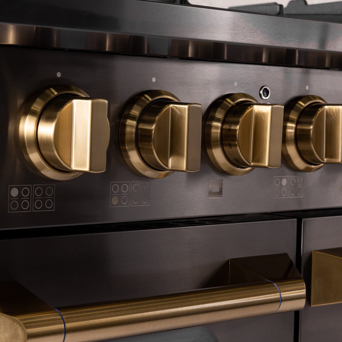 Kucht Gemstone Professional 48 in. 6.7 cu. ft. Natural Gas Range with Sealed Burners, Griddle/Grill and Two Ovens - One Convection - in Titanium Stainless Steel KEG483