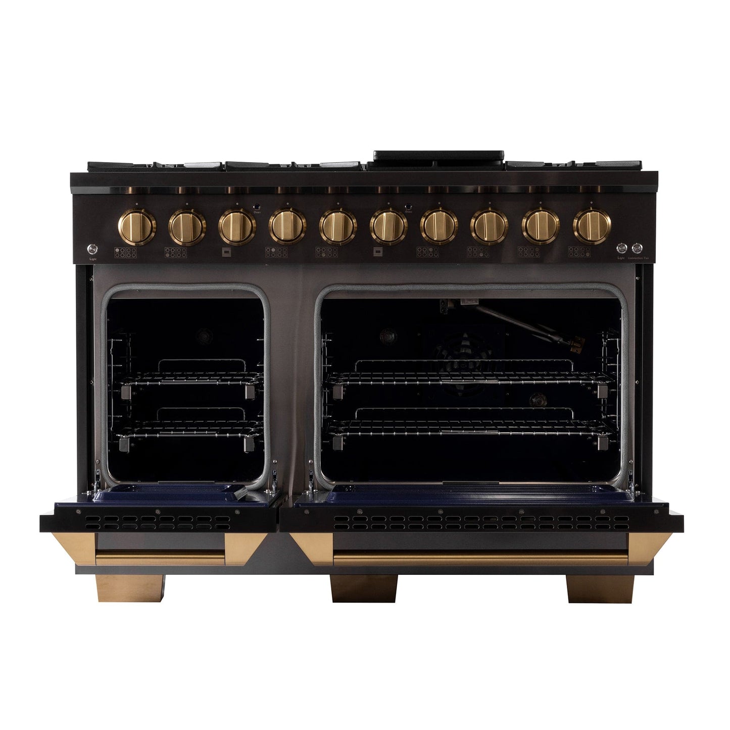 Kucht Gemstone Professional 48 in. 6.7 cu. ft. Natural Gas Range with Sealed Burners, Griddle/Grill and Two Ovens - One Convection - in Titanium Stainless Steel KEG483