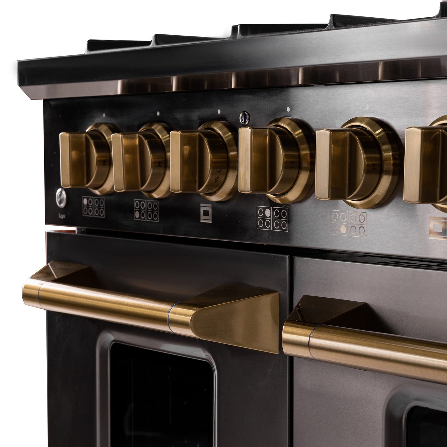 Kucht Gemstone Professional 48 in. 6.7 cu. ft. Propane Gas Range with Sealed Burners, Griddle/Grill and Two Ovens - One Convection - in Titanium Stainless Steel KEG483/LP
