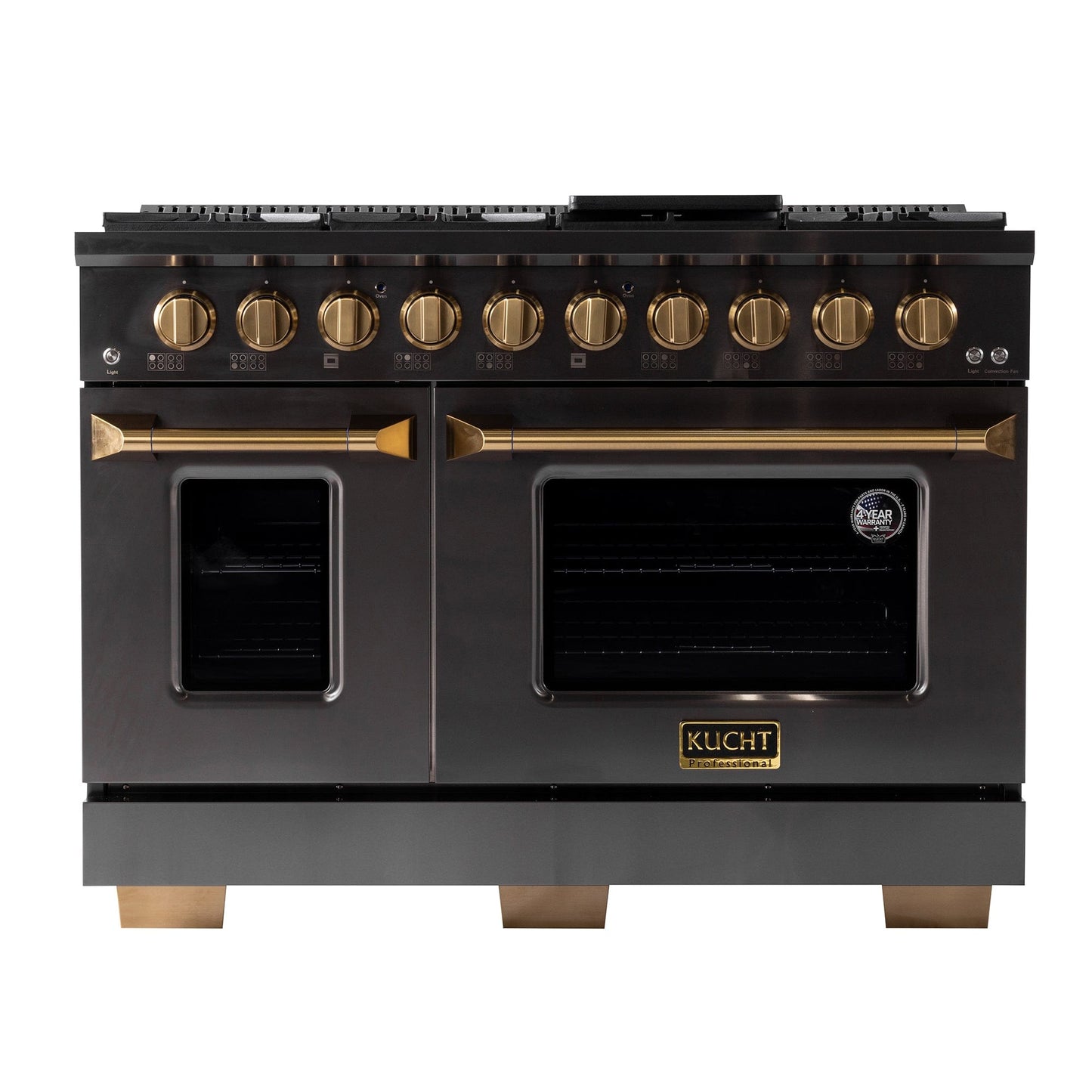Kucht Gemstone Professional 48 in. 6.7 cu. ft. Propane Gas Range with Sealed Burners, Griddle/Grill and Two Ovens - One Convection - in Titanium Stainless Steel KEG483/LP
