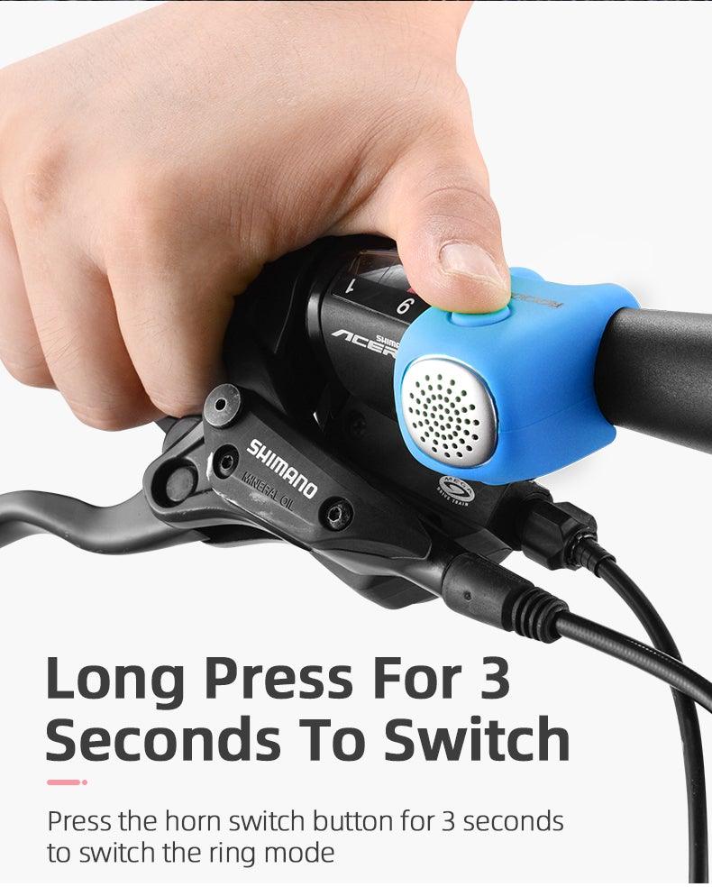 Lightweight Portable Bicycle Bell Electric Horn Mountain Bike Bell Accessories 90dB Cycling Handlebar Silica Gel Shell Electric Cycling Bells Water Resistant Cycling Bells Horn Loud Bicycle Horns Bicycle Accessories