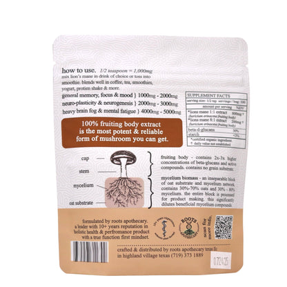 Lion's Mane Extract. Organic Fruiting Body