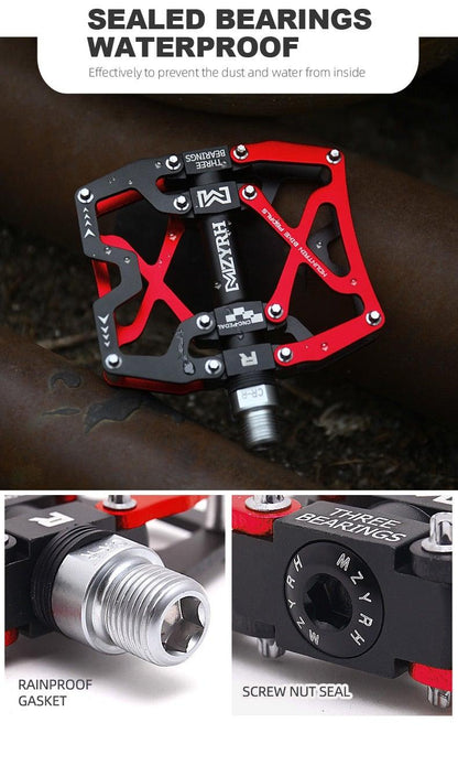 Mountain Bicycle Pedals Cycling Ultralight Aluminum Alloy 3 Bearings Pedals Bike Pedals Flat Bike Pedal Ultra-Light Aluminum Alloy Sealed Bearing With Cleats Pedal Suitable For Mountain Bike Bicycle