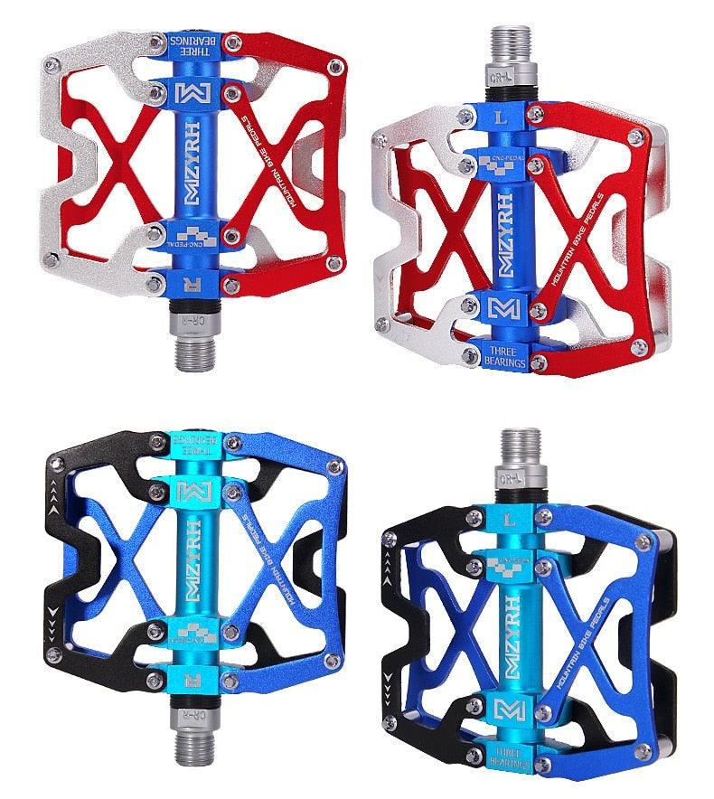 Mountain Bicycle Pedals Cycling Ultralight Aluminum Alloy 3 Bearings Pedals Bike Pedals Flat Bike Pedal Ultra-Light Aluminum Alloy Sealed Bearing With Cleats Pedal Suitable For Mountain Bike Bicycle