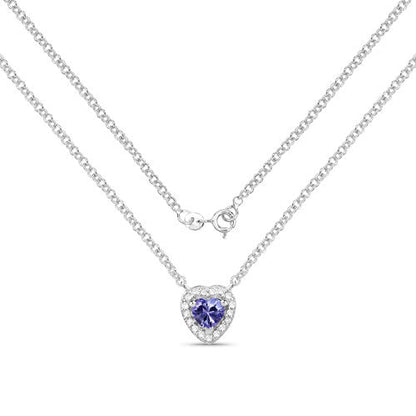 0.55 Carat Genuine Tanzanite and White Topaz .925 Sterling Silver Necklace