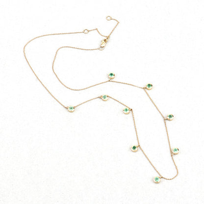 0.90 Carat Genuine Zambian Emerald 10K Yellow Gold Necklace