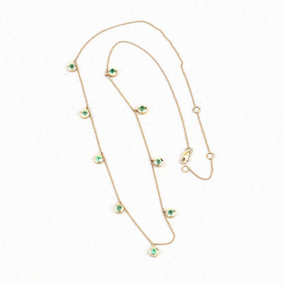 0.90 Carat Genuine Zambian Emerald 10K Yellow Gold Necklace