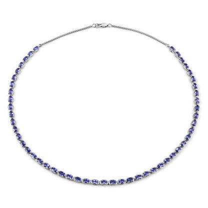 10.00 Carat Genuine Tanzanite .925 Sterling Silver Necklace