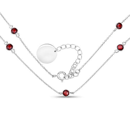 2.10 Carat Genuine Garnet .925 Sterling Silver Necklace