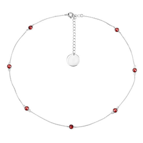 2.10 Carat Genuine Garnet .925 Sterling Silver Necklace