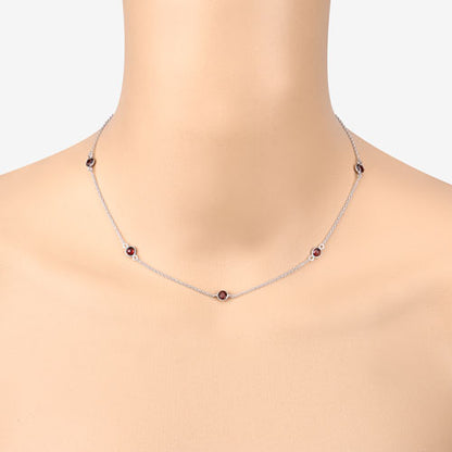 2.10 Carat Genuine Garnet .925 Sterling Silver Necklace