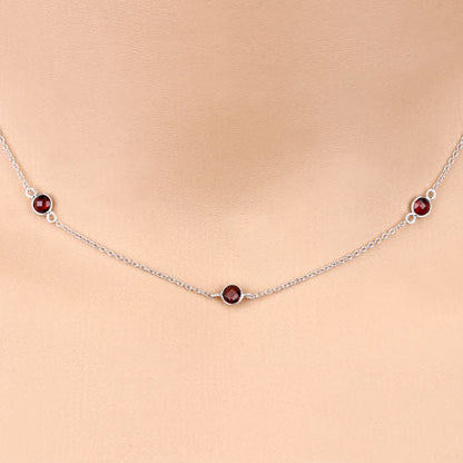 2.10 Carat Genuine Garnet .925 Sterling Silver Necklace