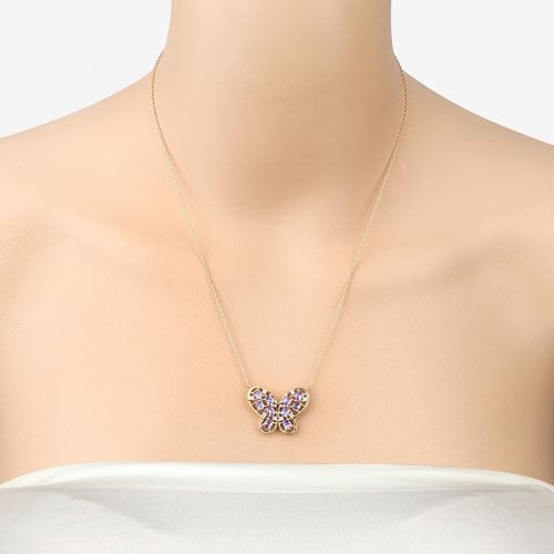 1.86 Carat Genuine Tanzanite and White Zircon .925 Sterling Silver Necklace