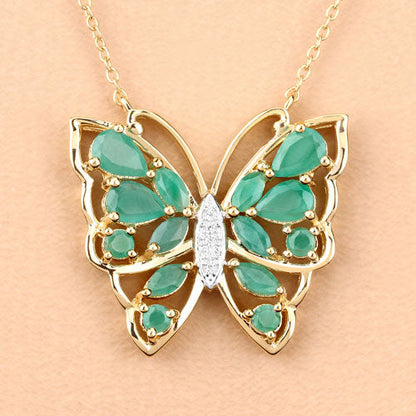 2.60 Carat Genuine Emerald and White Zircon .925 Sterling Silver Necklace