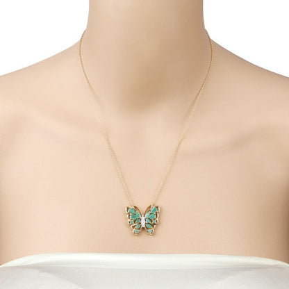 2.60 Carat Genuine Emerald and White Zircon .925 Sterling Silver Necklace