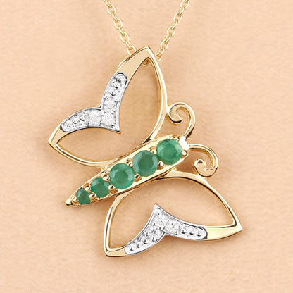 0.51 Carat Genuine Emerald and White Zircon .925 Sterling Silver Necklace