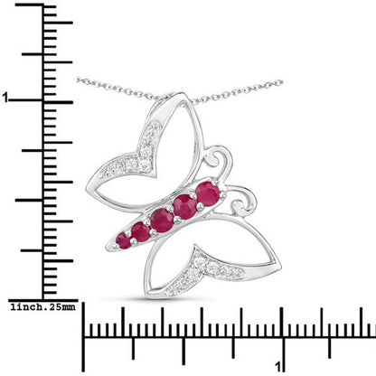 0.62 Carat Genuine Ruby and White Zircon .925 Sterling Silver Necklace