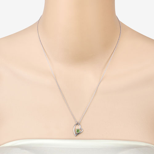 0.51 Carat Genuine Peridot .925 Sterling Silver Necklace