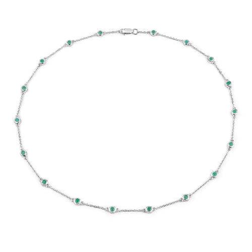 1.80 Carat Genuine Emerald .925 Sterling Silver Necklace