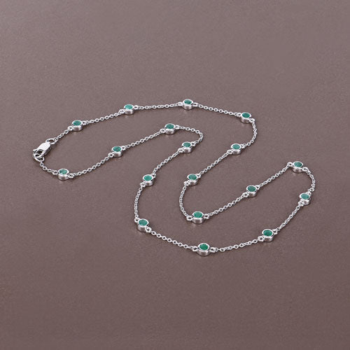 1.80 Carat Genuine Emerald .925 Sterling Silver Necklace