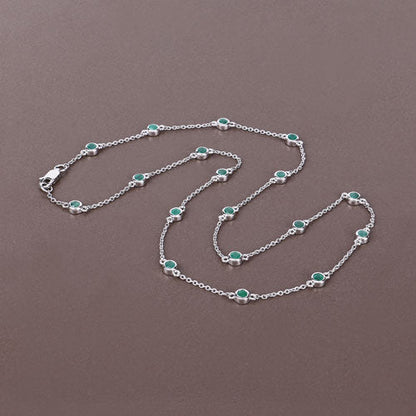 1.80 Carat Genuine Emerald .925 Sterling Silver Necklace